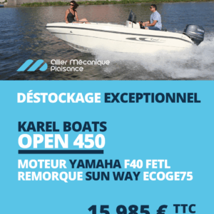 Pack Bateau Karel 450 Open avec moteur Yamaha et remorque Sun Way
